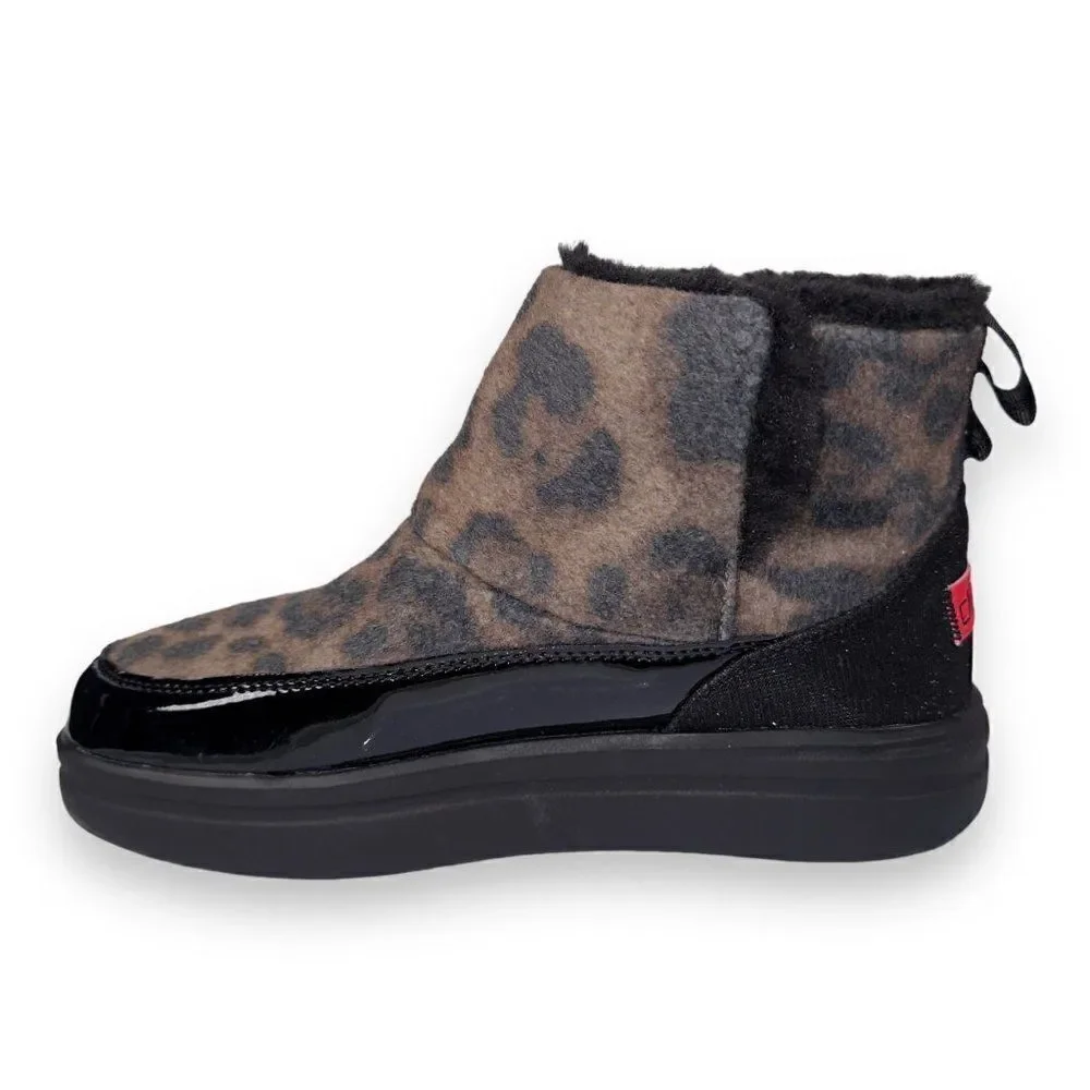 Hey Dude Mel Leo‎ Black (Leopard) Boots Youth 4 Women's 5